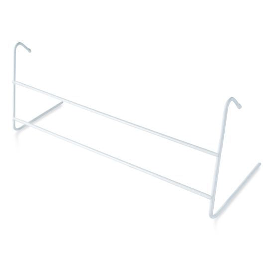 A white two-bar radiator airer designed to hang on a radiator.