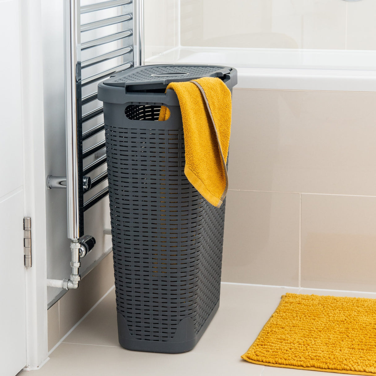 40L Rattan Effect Slim Hamper