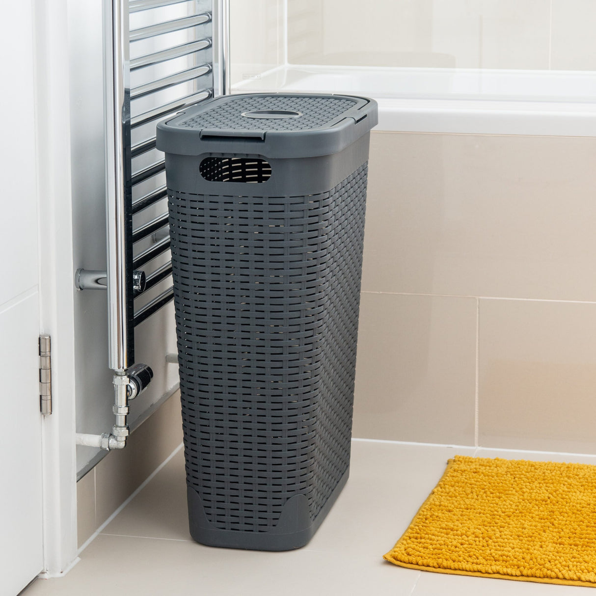 40L Rattan Effect Slim Hamper