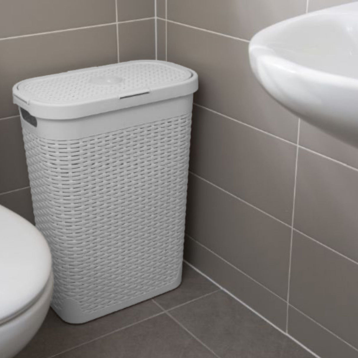 40L Rattan Effect Slim Hamper