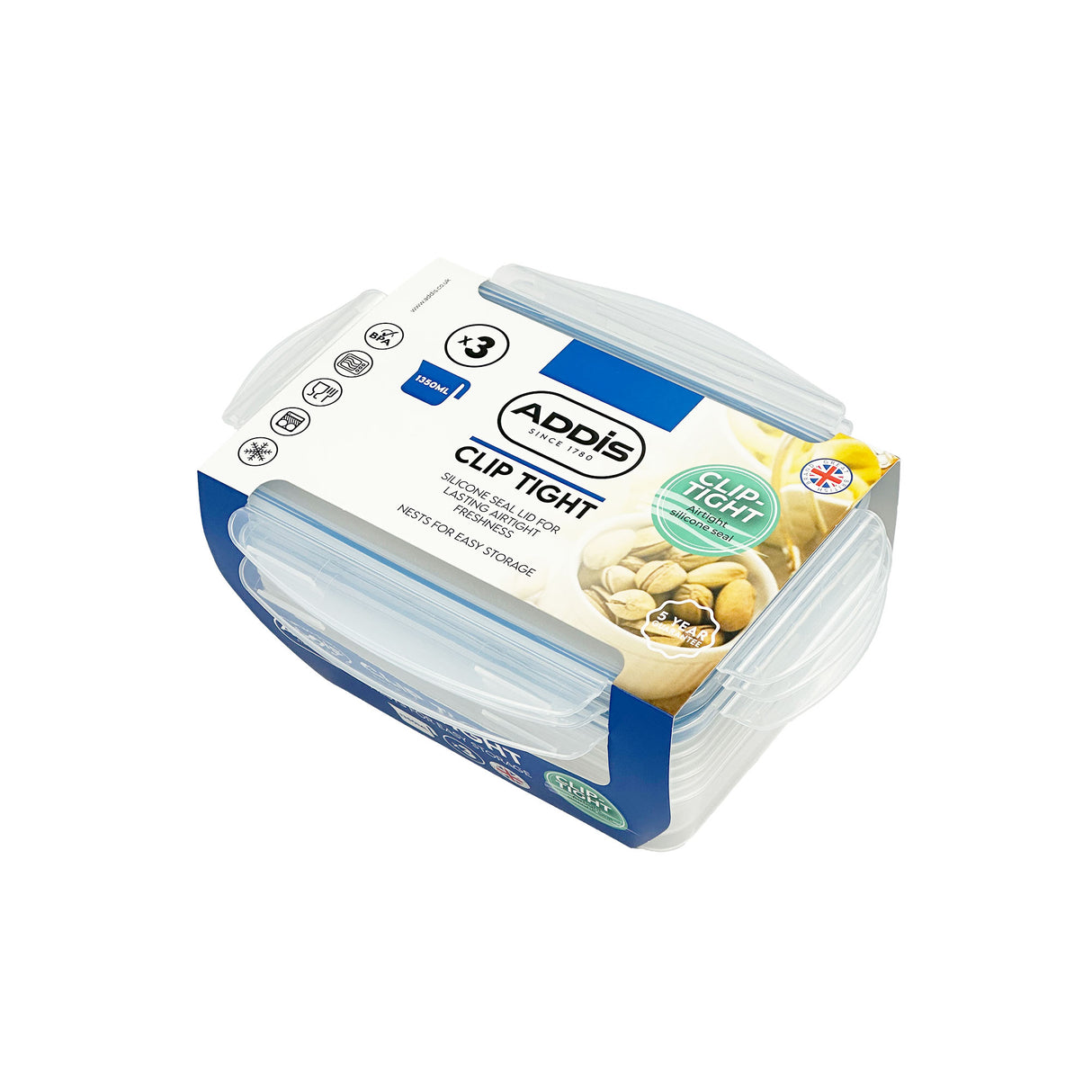 Clip Tight - 1350ml Rectangle 3 Pack