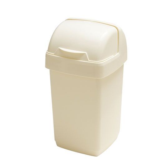A small cream 10L roll top bin with a closed lid.