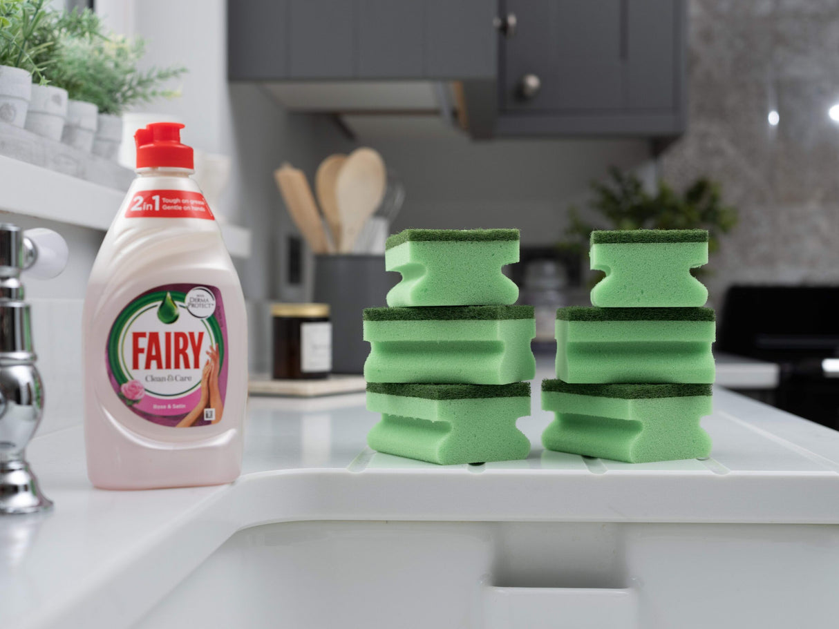 Fairy Dual Sponge Scourer with Crystals 6PK