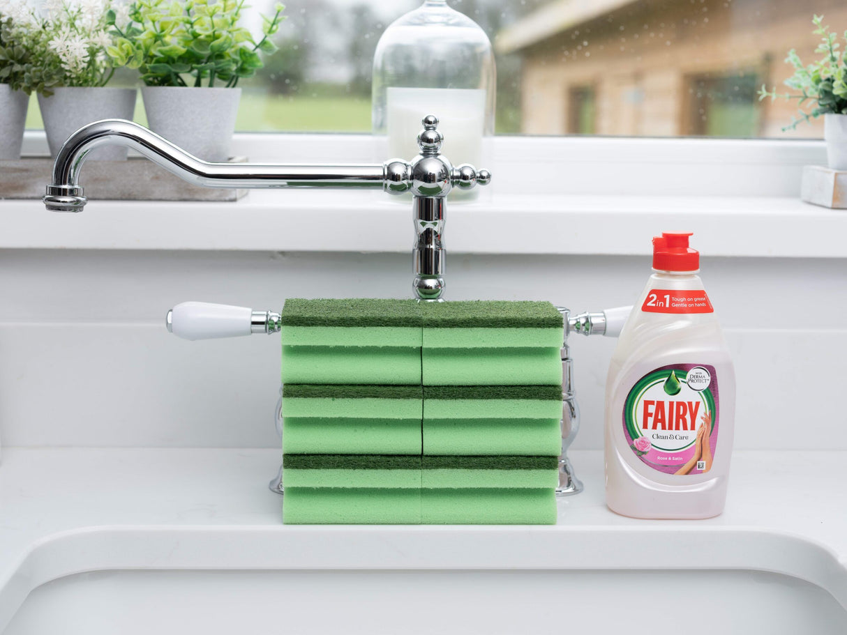 Fairy Dual Sponge Scourer with Crystals 6PK