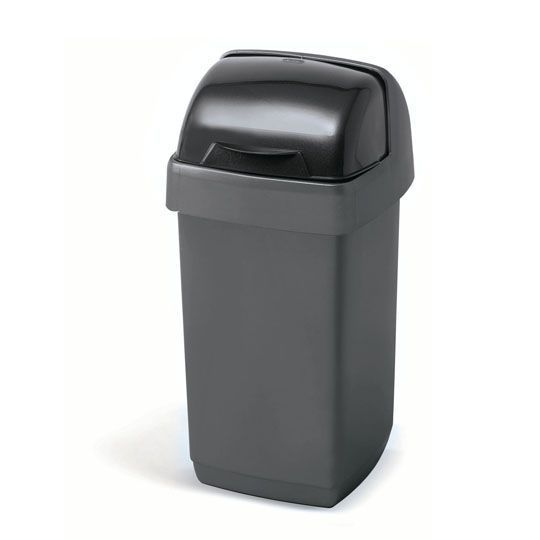 A grey 10L roll top bin with a closed lid.