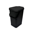 A black utility caddy with a lid and a handle, suitable for cleaning or storage purposes.