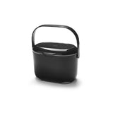 Black 2.5L plastic compost caddy with a handle and gloss finish