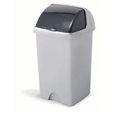 A grey plastic 25L roll top bin with a closed lid.