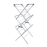 3 Tier Concertina Airer, metal drying rack with three levels, in a silver color.