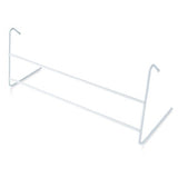A white two-bar radiator airer designed to hang on a radiator.