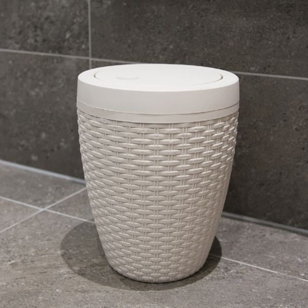 Rattan effect bathroom bin