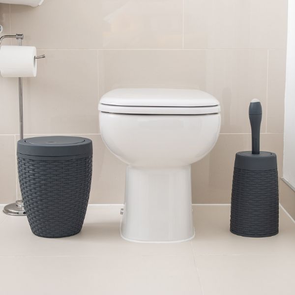 Rattan effect bathroom bin