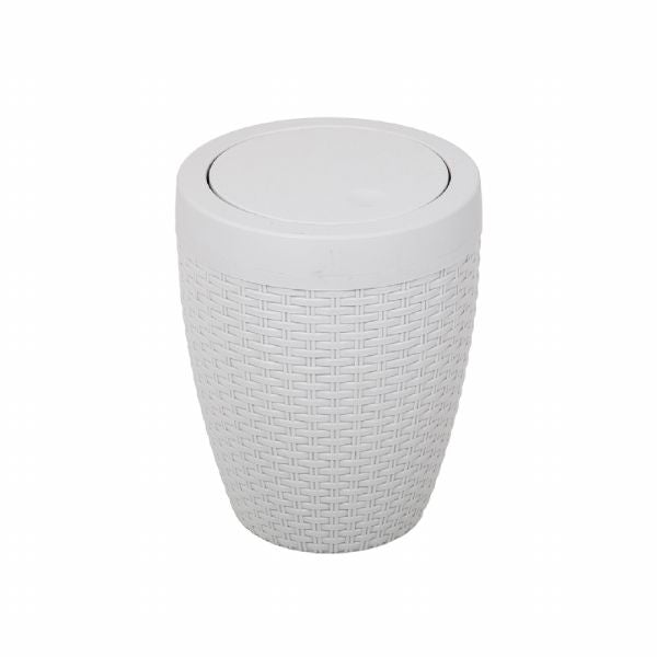 Rattan effect bathroom bin