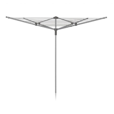 A 4 arm rotary airer with a split centre pole against a plain background.