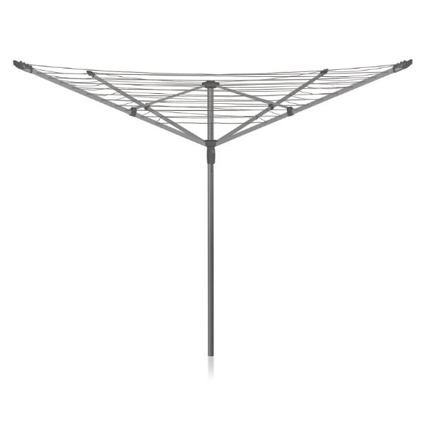 A 4 arm Addis rotary airer, which is a drying rack with multiple arms radiating from a central pole, in grey colour.