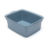 A large rectangular pale blue plastic washing up bowl
