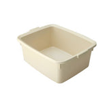 A large rectangular cream plastic washing up bowl