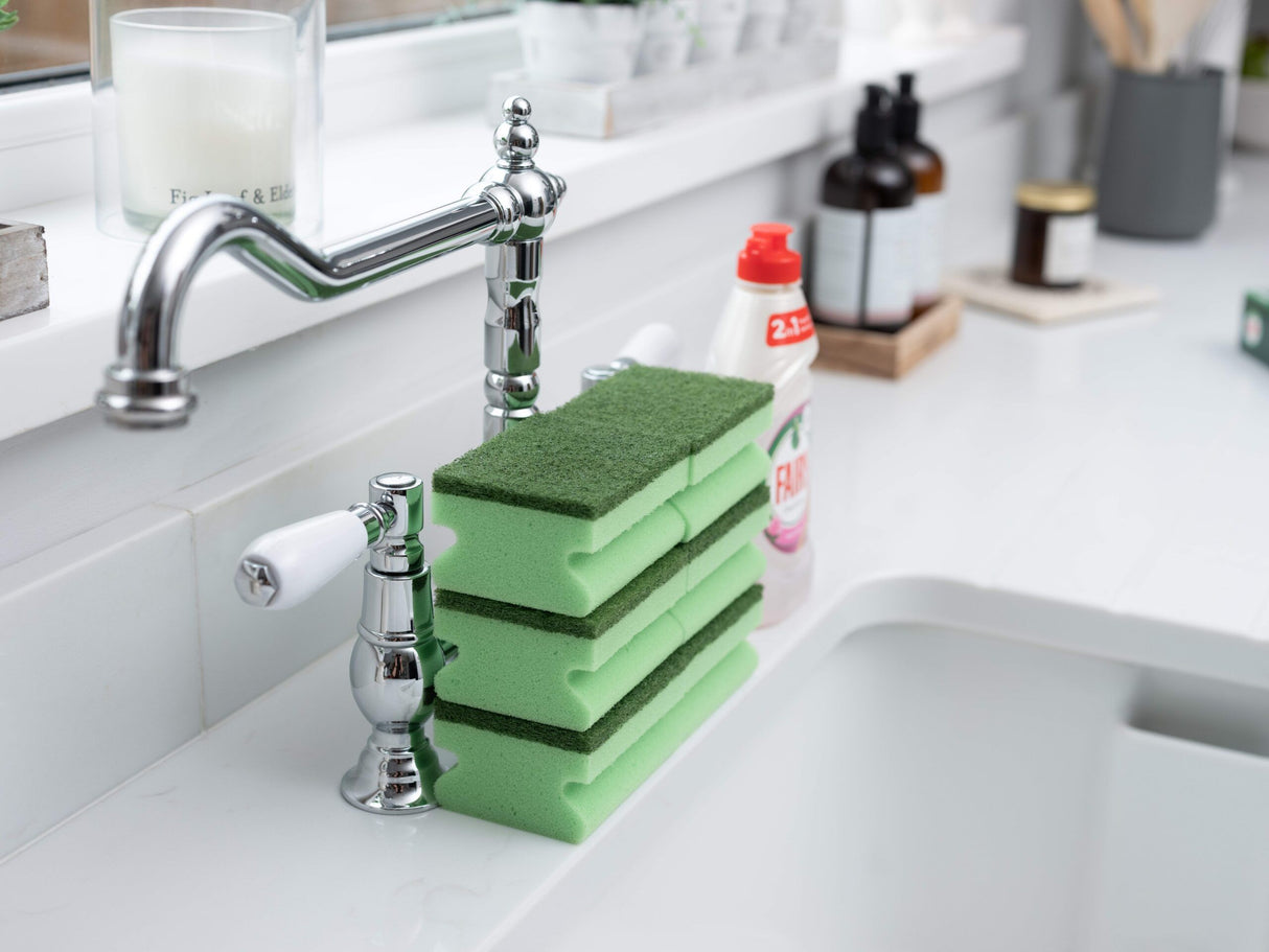 Fairy Dual Sponge Scourer with Crystals 6PK