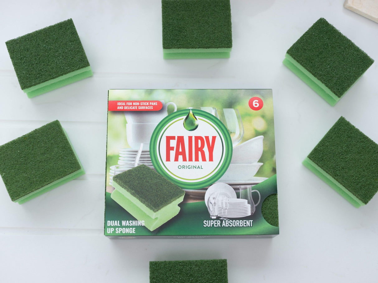 Fairy Dual Sponge Scourer with Crystals 6PK