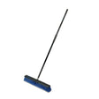 Large black broom with blue bristles on a white background