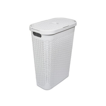 NA_40L Rattan Effect Slim Hamper Mineral