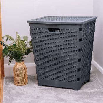 RATTAN FOLDING BASKET - CHARCOAL (3)